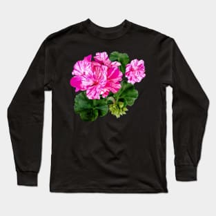 Two Pink and White Striped Geraniums Long Sleeve T-Shirt